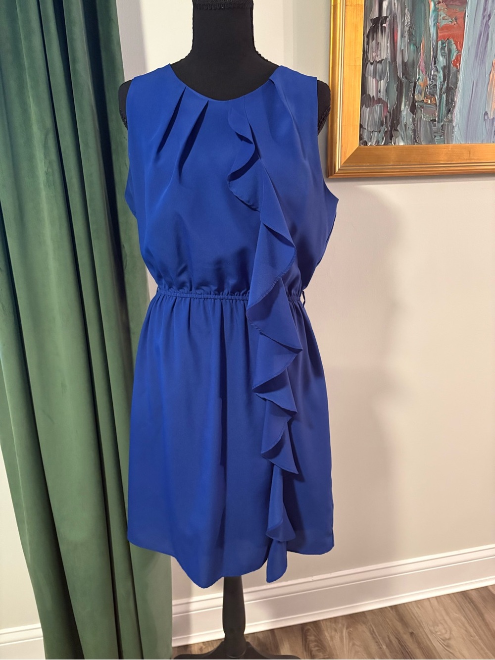Sleeveless Royal Blue Ruffle Dress